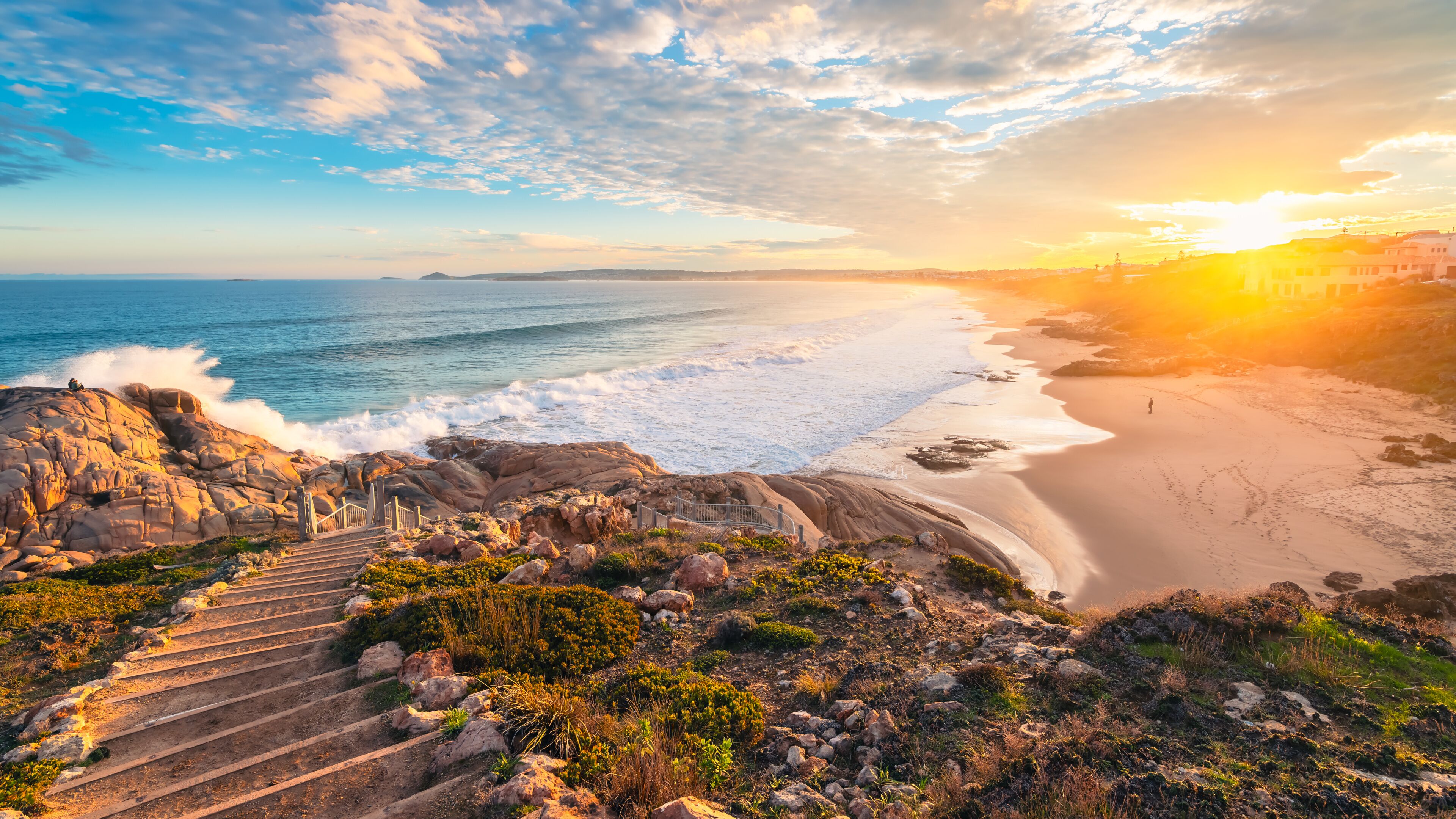 Sunset above the Encounter Bay viewed across Knight Beach, Port Elliot, South Australia