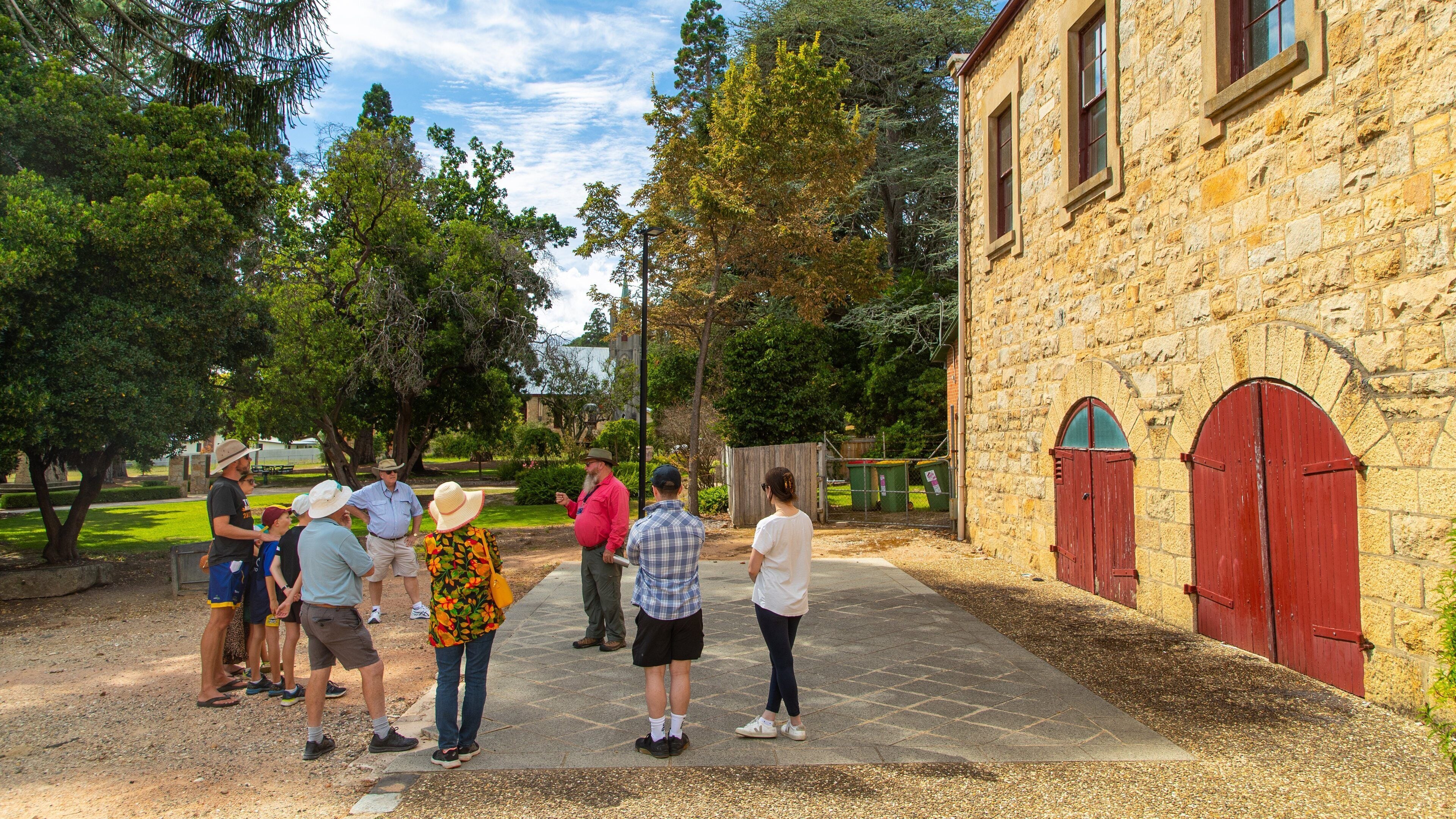 Beechworth featuring heritage elements as well as a small group of people