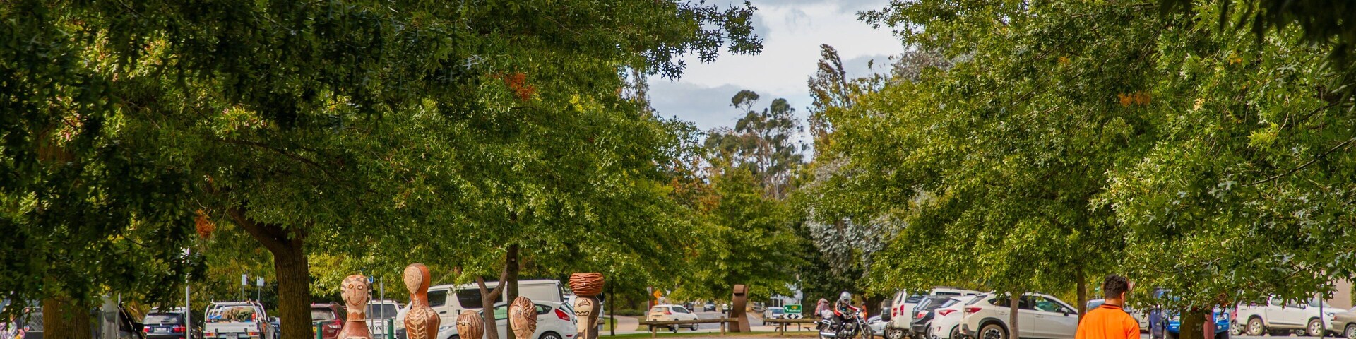 Mansfield featuring outdoor art and a garden