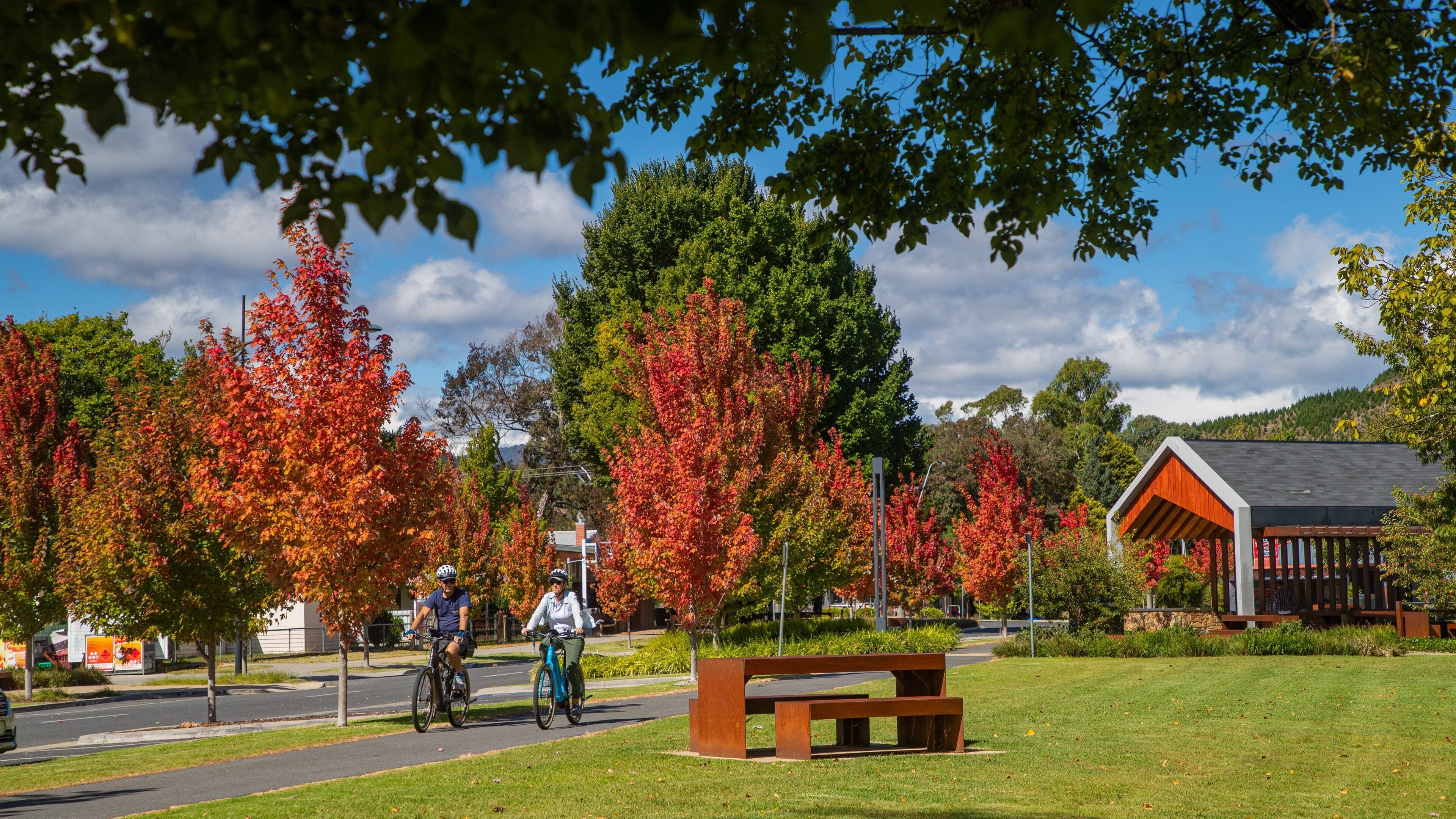 Porepunkah which includes cycling and a garden as well as a couple