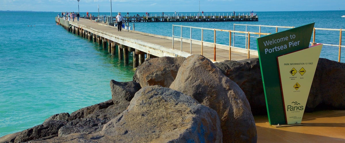 Portsea showing rugged coastline and general coastal views