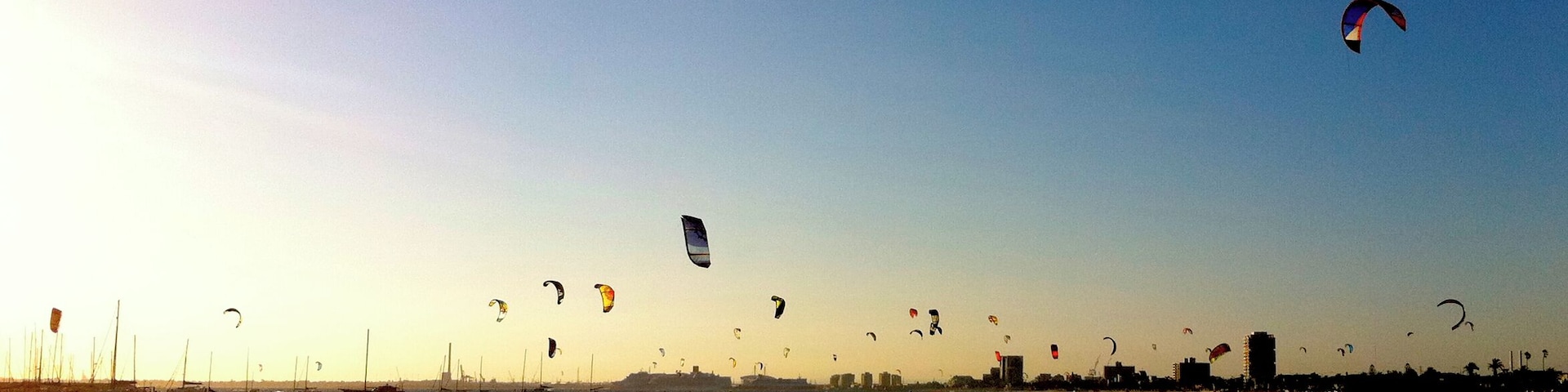 When the wind is up (which is pretty often in Melbourne) the kitesurfers descend in droves.