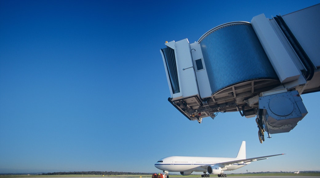 Bridge and airplane at airport Melbourne Australia