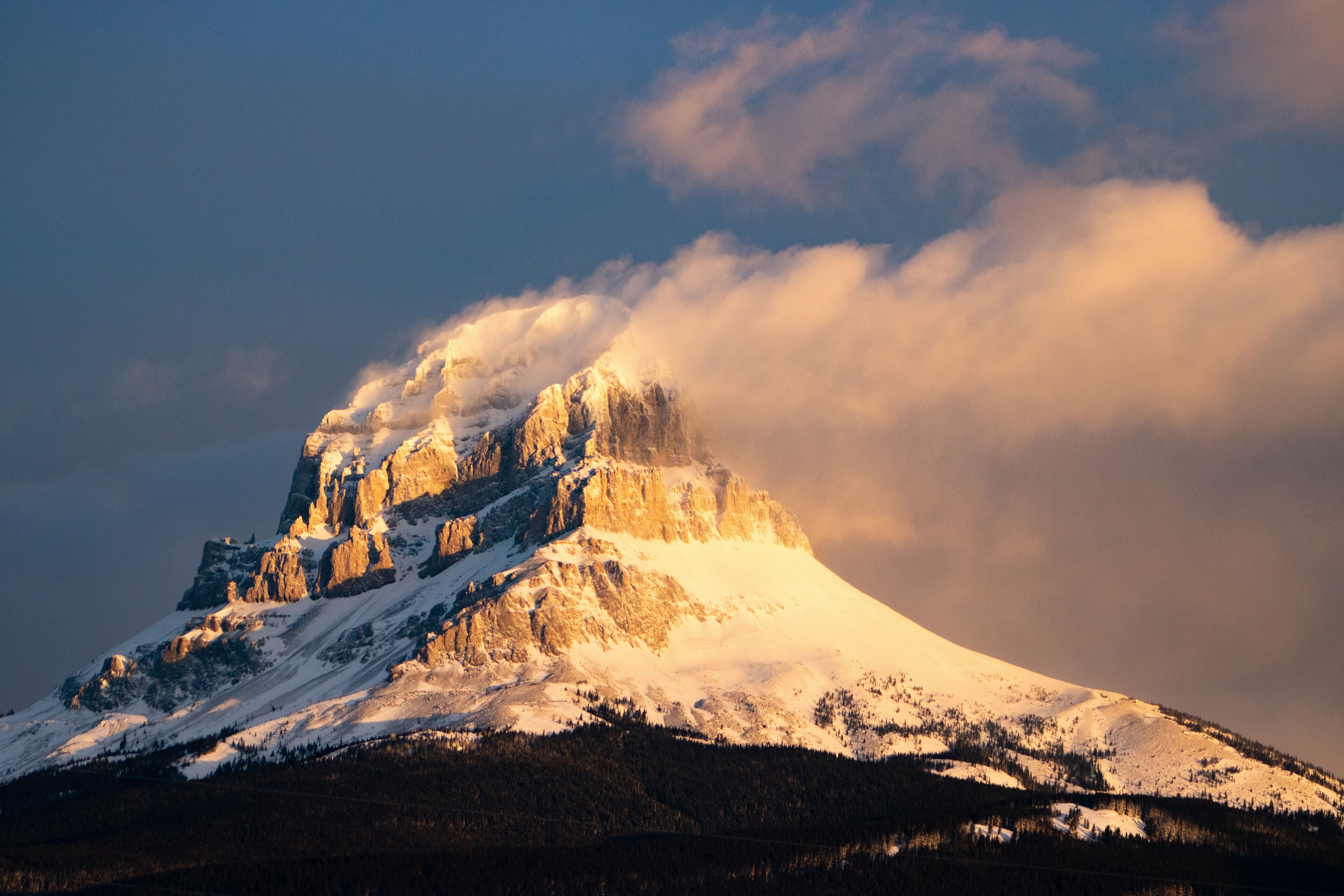 Crowsnest Mountain in the crowsnest pass CNP in Alberta Canada in Coleman and Blairmore.