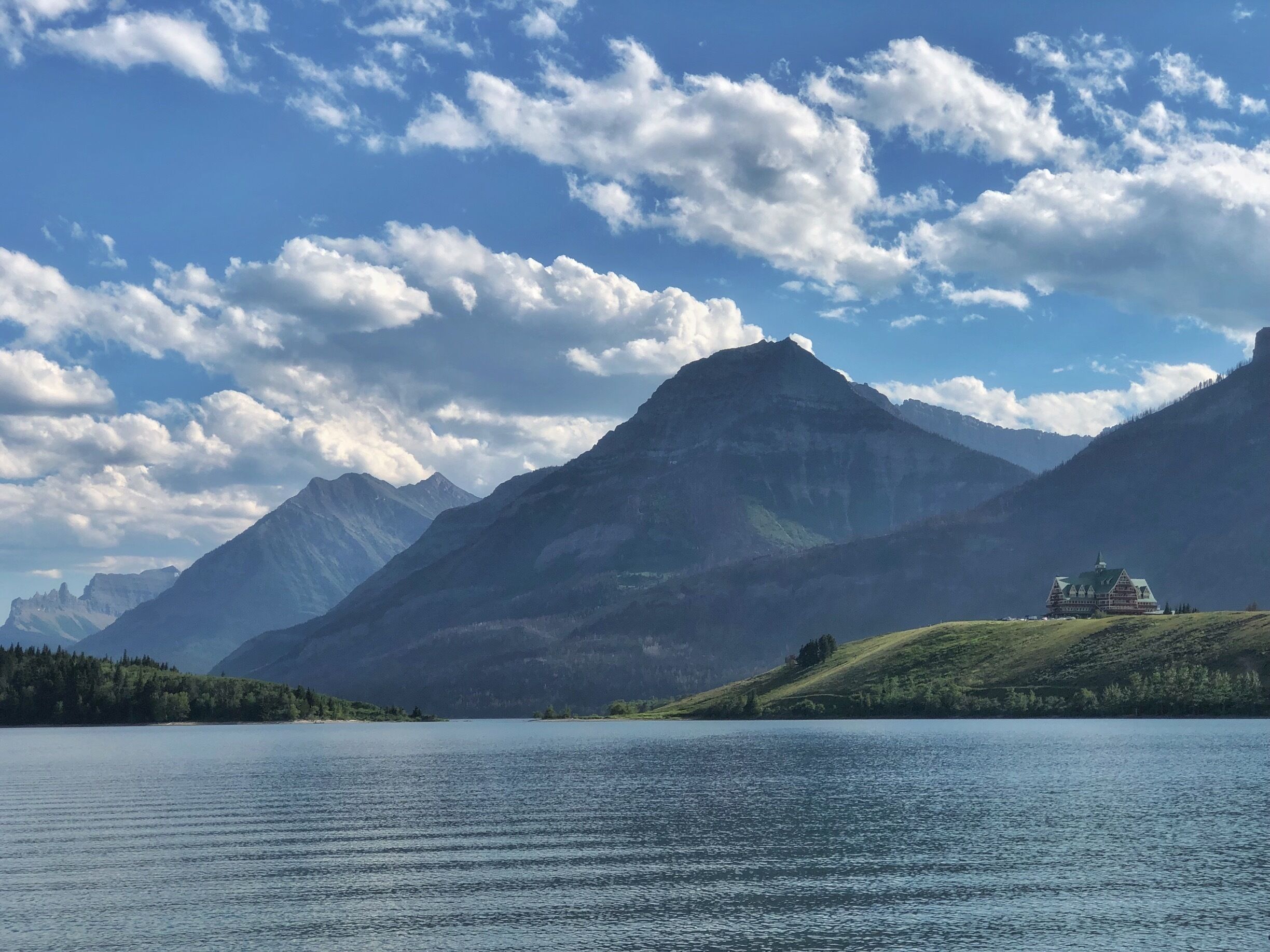View over to the Prince of Wales Hotel across Waterton Lake