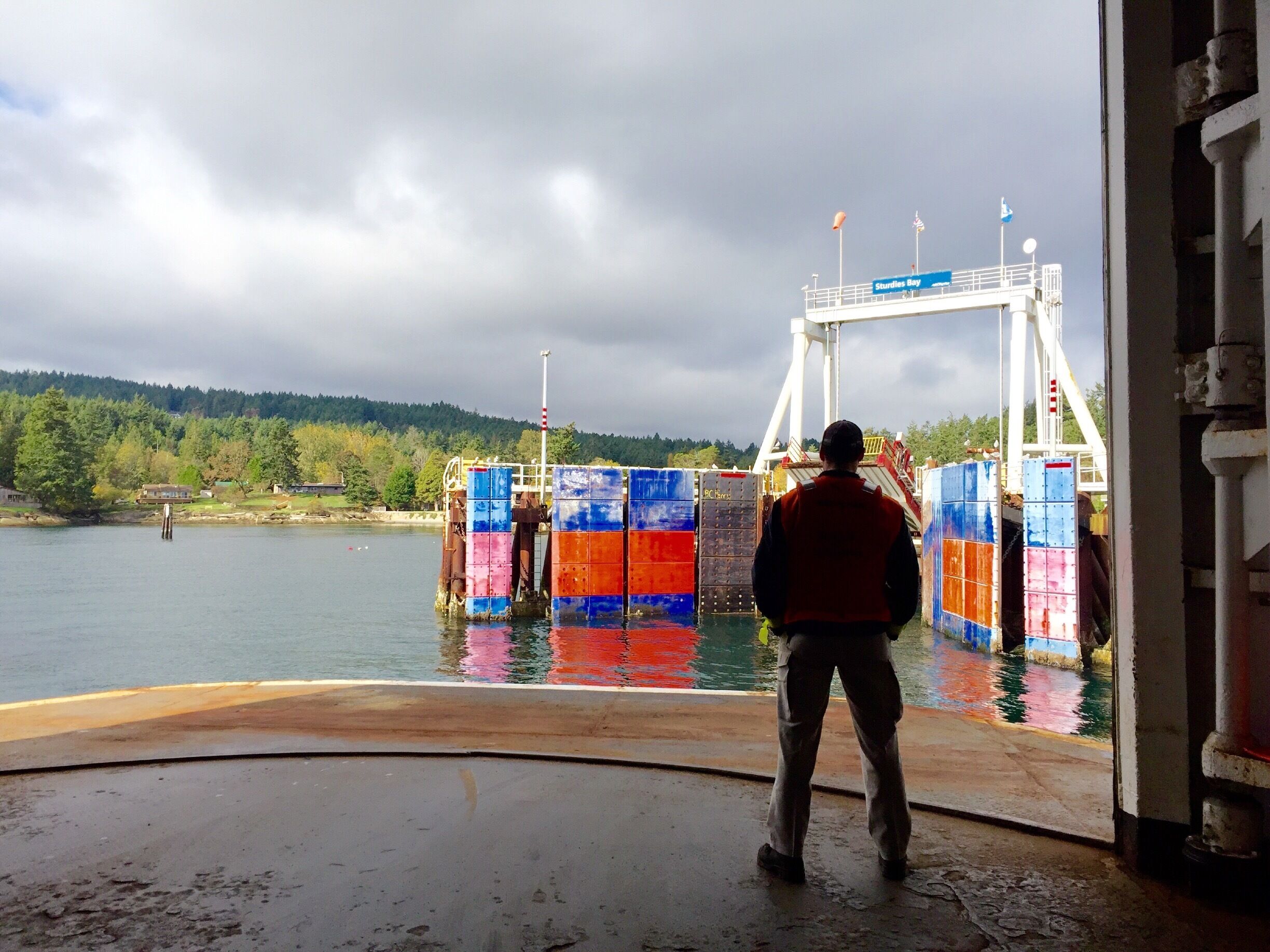 Ferry arriving at the terminal at Galiano Island on a beautiful autumn day, only a 40 minutes ferry ride from Vancouver. It's 27.5km long and no more than 6km wide, giving access to lots of scenic places for a variety of outdoor activities and island explorations along the way.