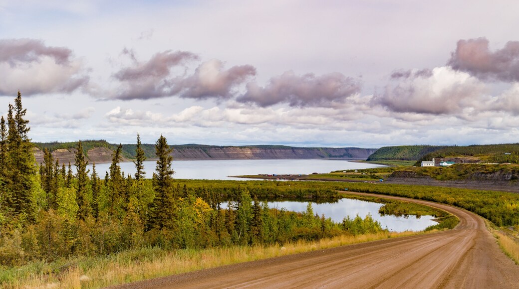 Dempster Highway at Tsiigehtchic Mackenzie River NWT Canada