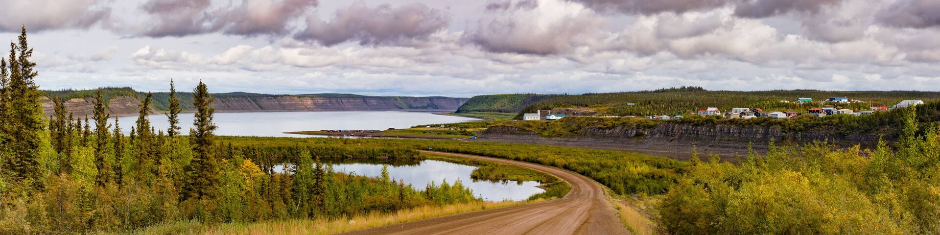 Dempster Highway at Tsiigehtchic Mackenzie River NWT Canada