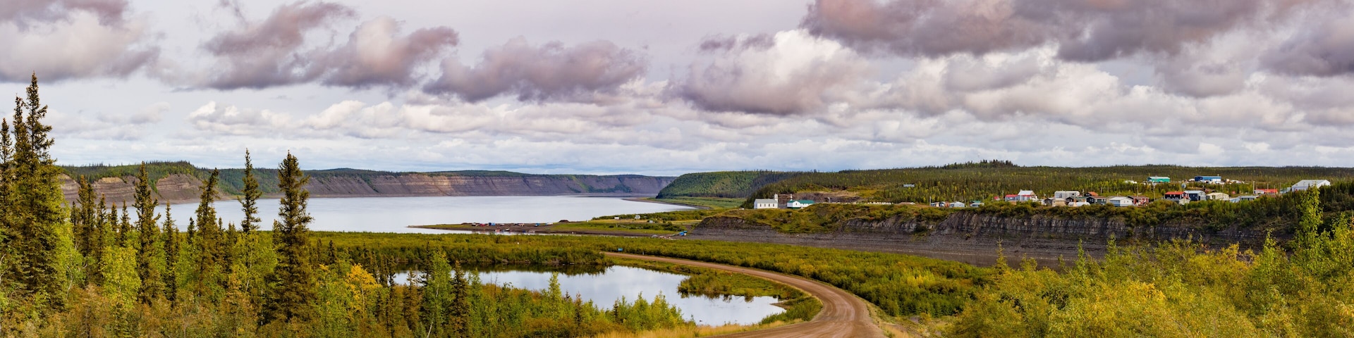 Dempster Highway at Tsiigehtchic Mackenzie River NWT Canada