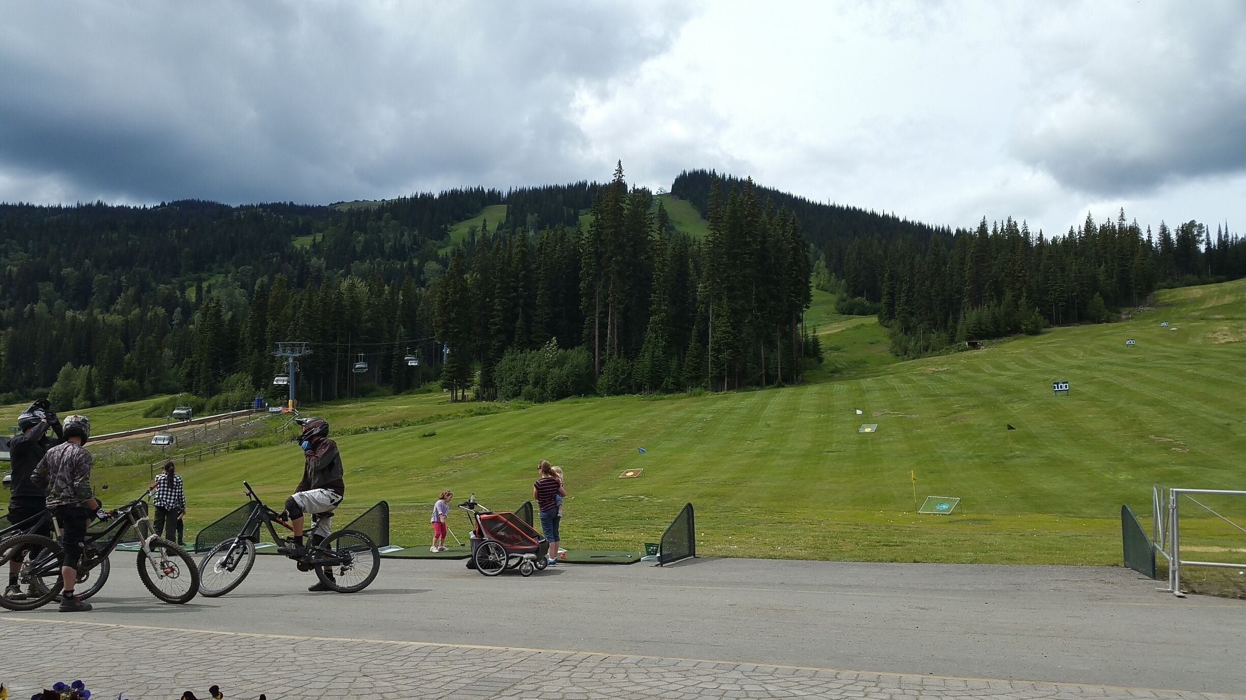 The same slopes that you can ski turns into golf range in summer!