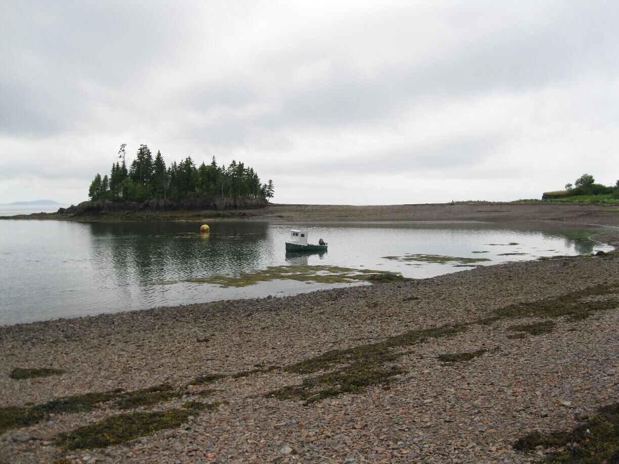 Looking for a last good shelling beach before leaving Canada, discovered this quaint and islolated beach just off the highway after leaving St George.