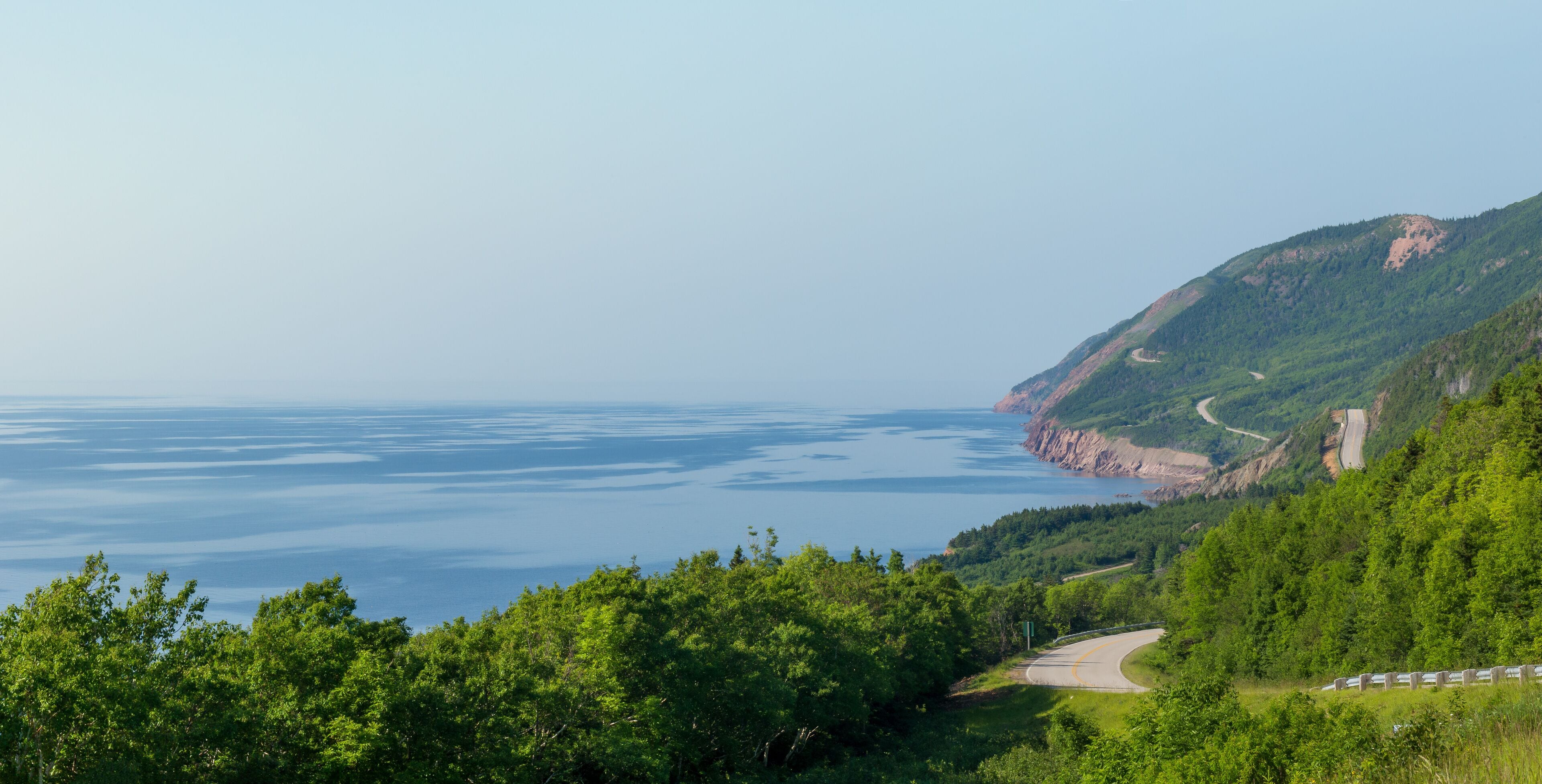Beautiful summer morning views of Cape Breton Islands along the world famous and most scenic Cabot Trail route, Cape Breton, Nova Scotia.