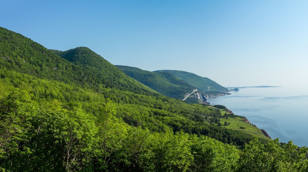 A panoramic view of the Cape Breton Islands along the world famous and most scenic Cabot Trail route, Cape Breton, Nova Scotia.