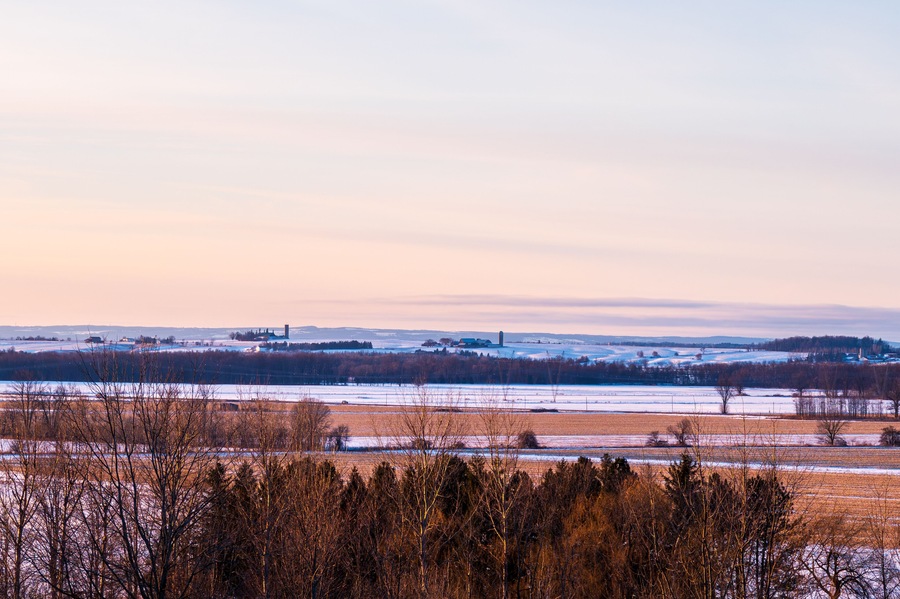 A Birdseye View of New Tecumseth on a Frosty, Winter's Afternoon