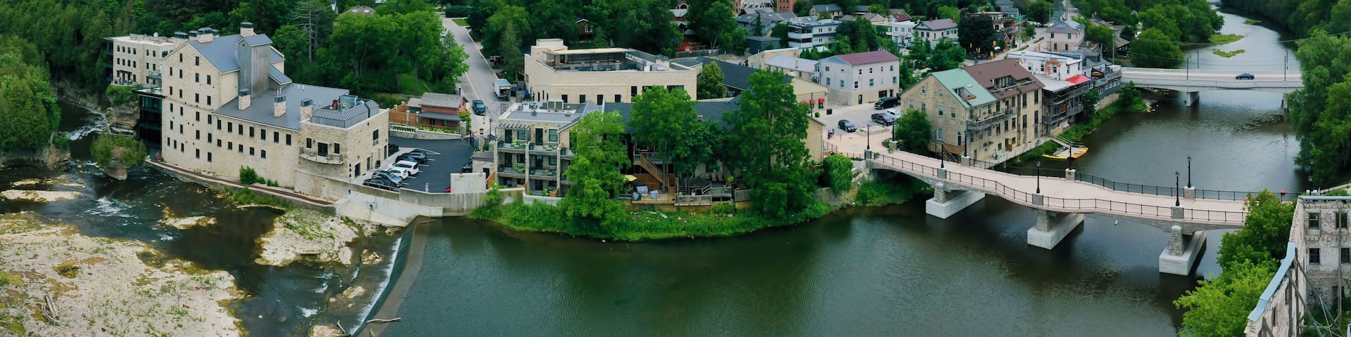 Aerial of Elora, Ontario, Canada