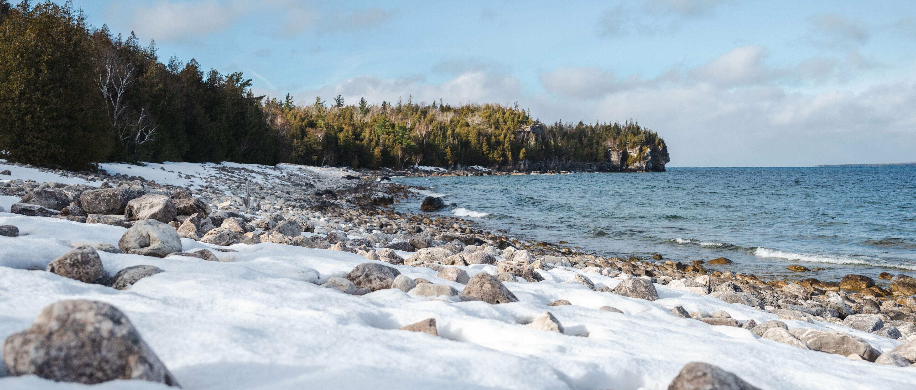 Winter Coastal Scenery at Bruce Peninsula National Park on Georgian Bay, Ontario, Canada