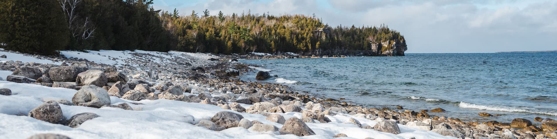 Winter Coastal Scenery at Bruce Peninsula National Park on Georgian Bay, Ontario, Canada