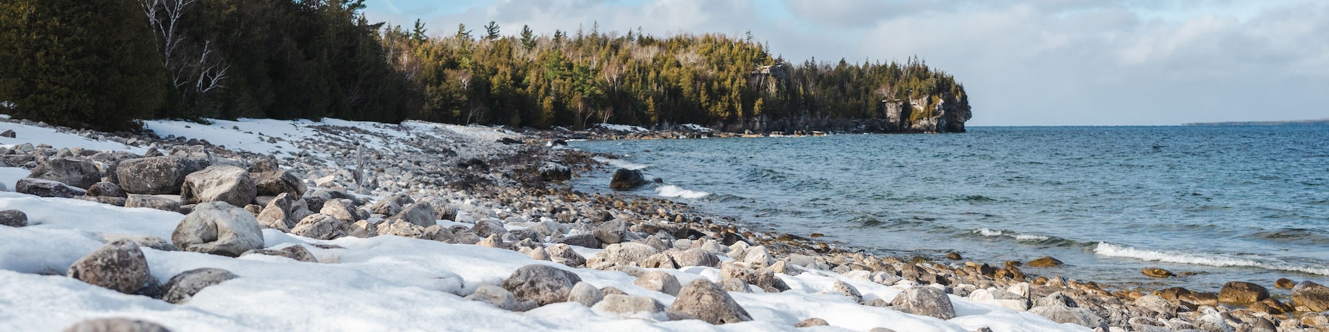 Winter Coastal Scenery at Bruce Peninsula National Park on Georgian Bay, Ontario, Canada