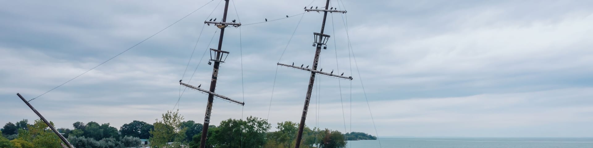 La Grand Hermine, a sunken abandned sailing ship in the harbor at Jordan Station, Ontario, Canada.