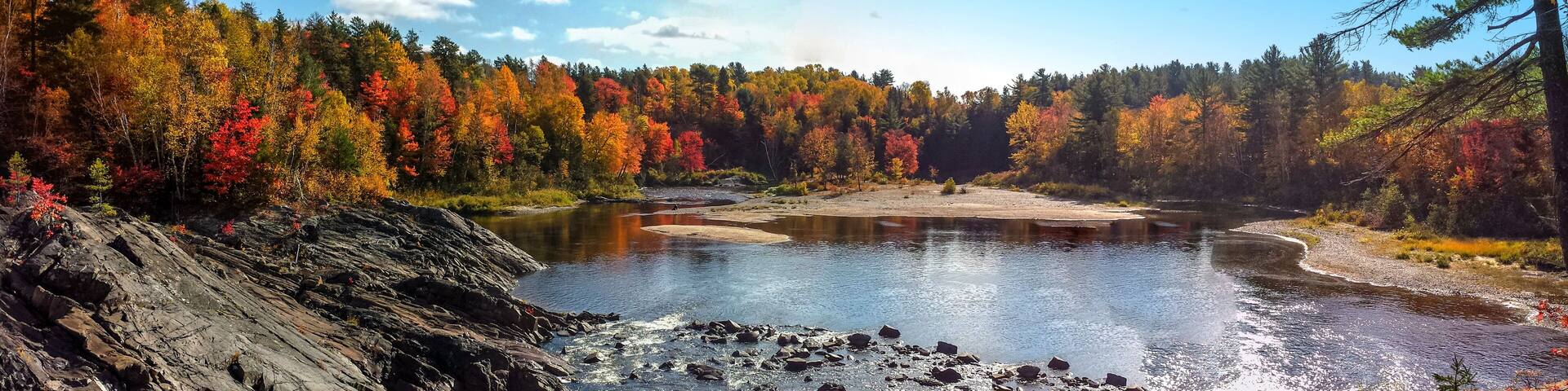 Panoramic view of the Chutes river in Massey, ON, Canada