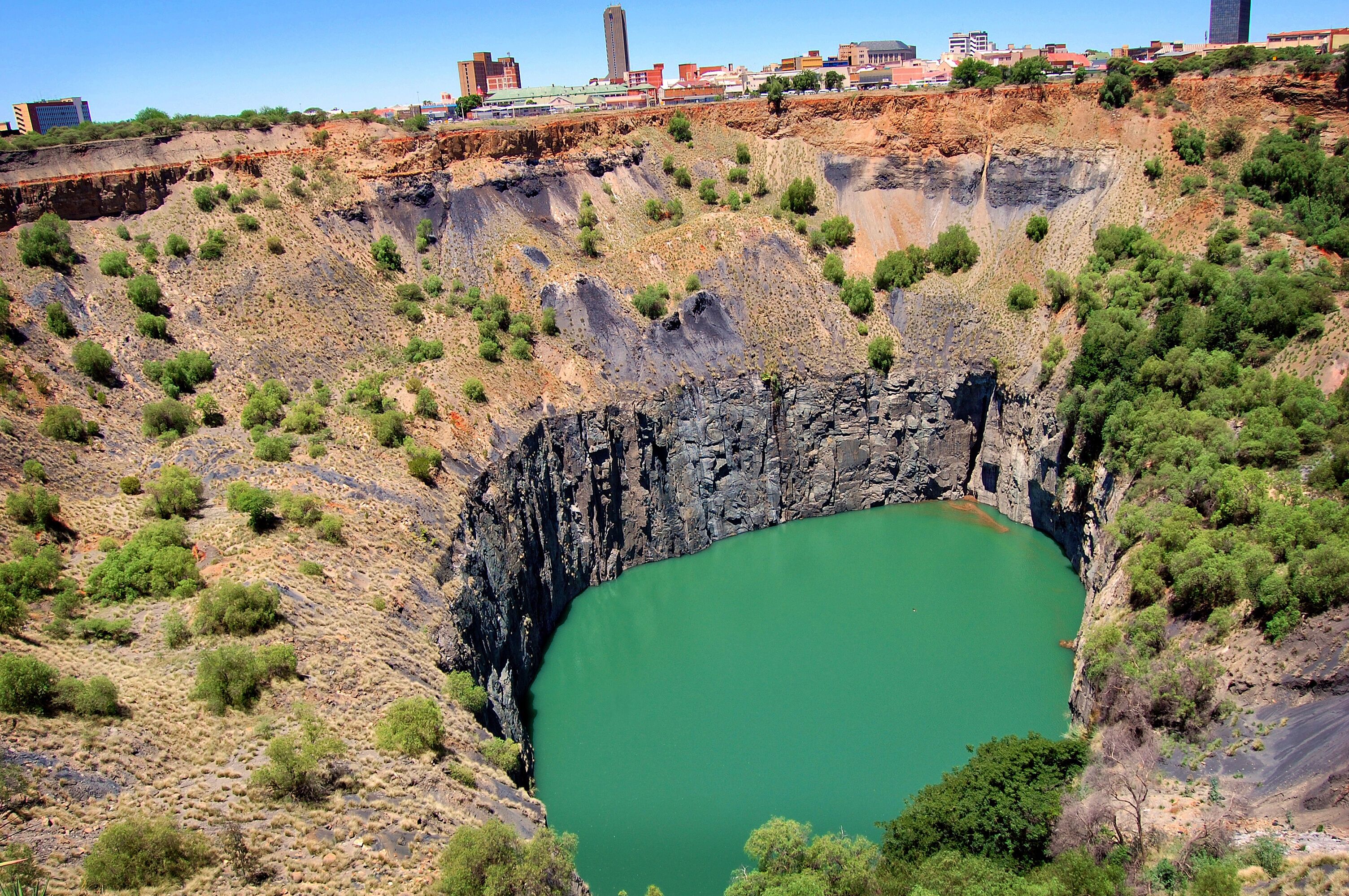 The Big Hole, Open Mine, Kimberley Mine is an open-pit and underground mine in Kimberley, South Africa, and claimed to be the largest hole excavated by hand.