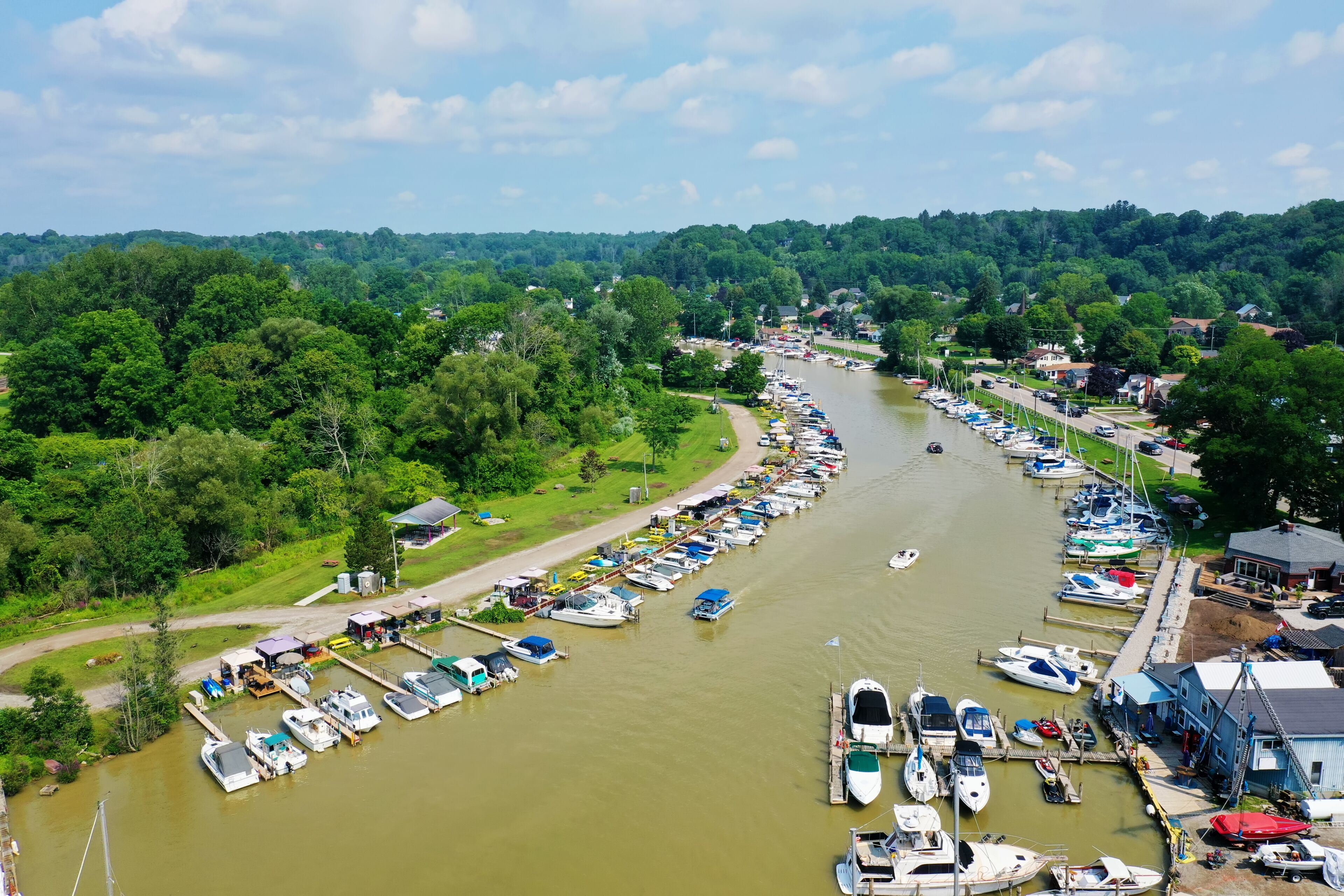 Aerial view of Port Stanley, Ontario, Canada