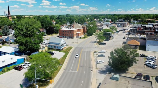 Aerial of downtown Wallaceburg, Ontario, Canada