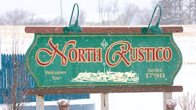 North Rustico showing signage and snow