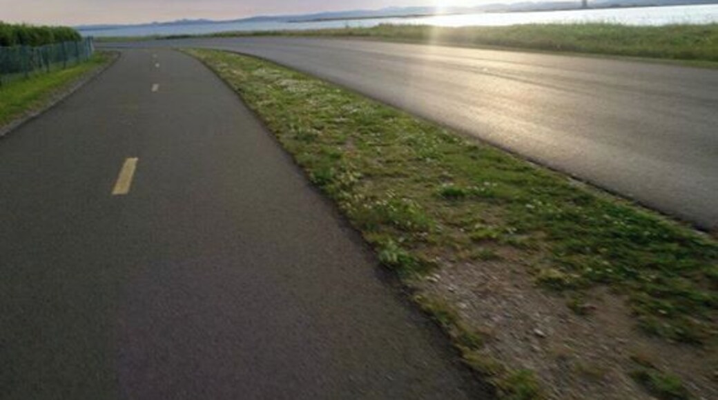 There are beautiful bicycle paths in Gaspésie. This is in Carleton-sur-mer.