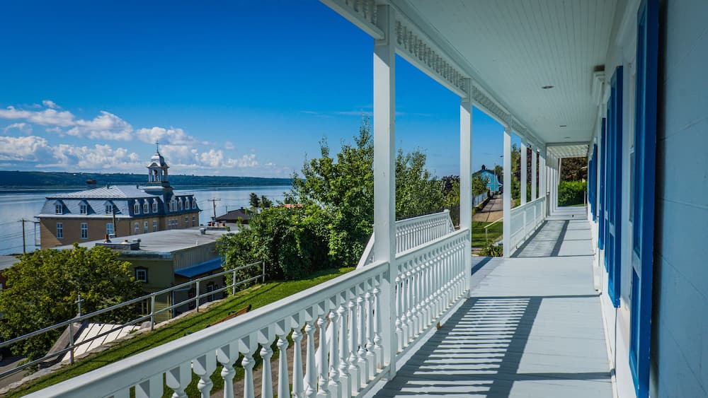 beautiful view on the St Lawrence river from the porch of Chateau-Richer presbytery, near Quebec city (Canada)
