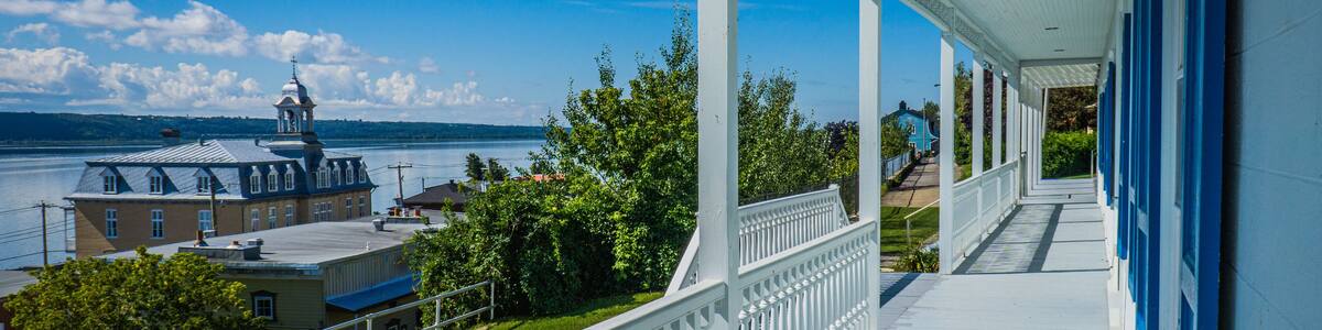 beautiful view on the St Lawrence river from the porch of Chateau-Richer presbytery, near Quebec city (Canada)