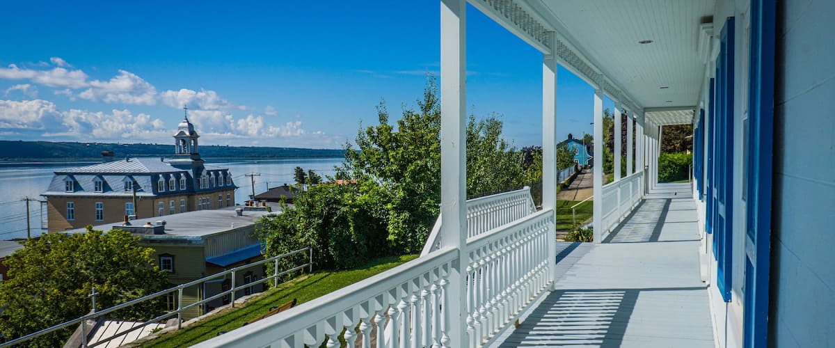 beautiful view on the St Lawrence river from the porch of Chateau-Richer presbytery, near Quebec city (Canada)