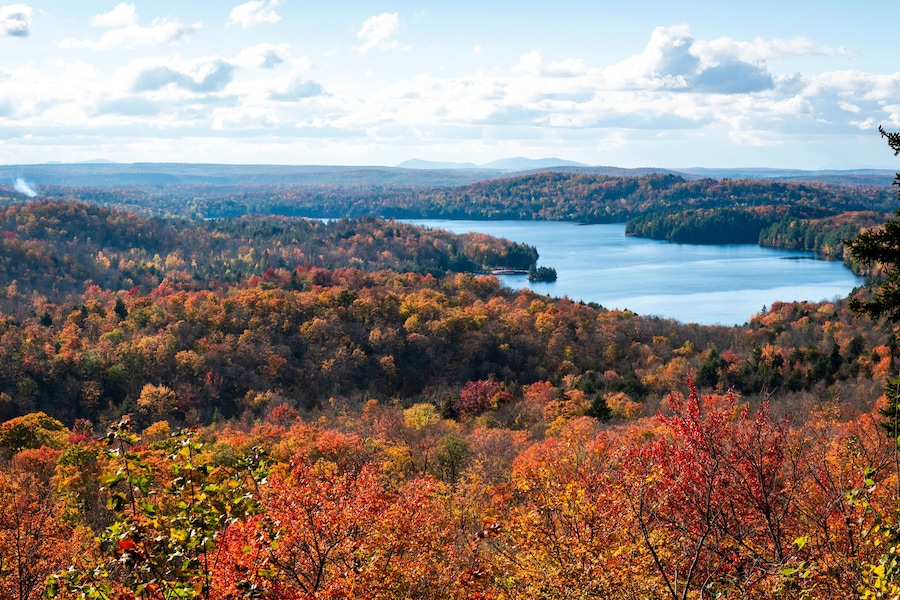 Lake Stukely at fall in Mont Orford national park