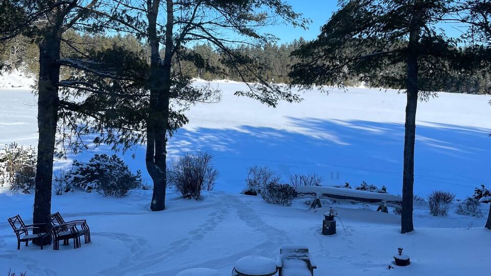 Beautiful sceneries in Gracefield, Quebec, Canada during winter... snow, frozen lakes, and snow on trees...