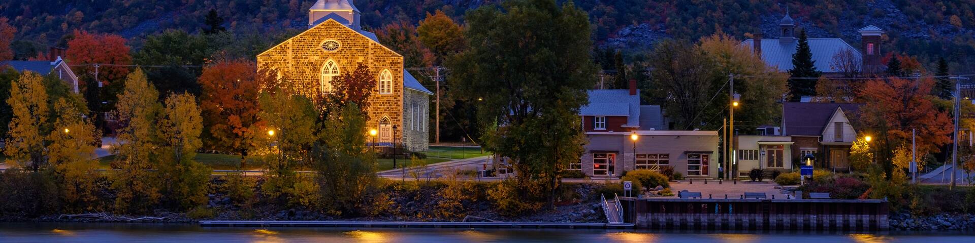 Morning blue hour at Mont St-Hilaire, Quebec, Canada
