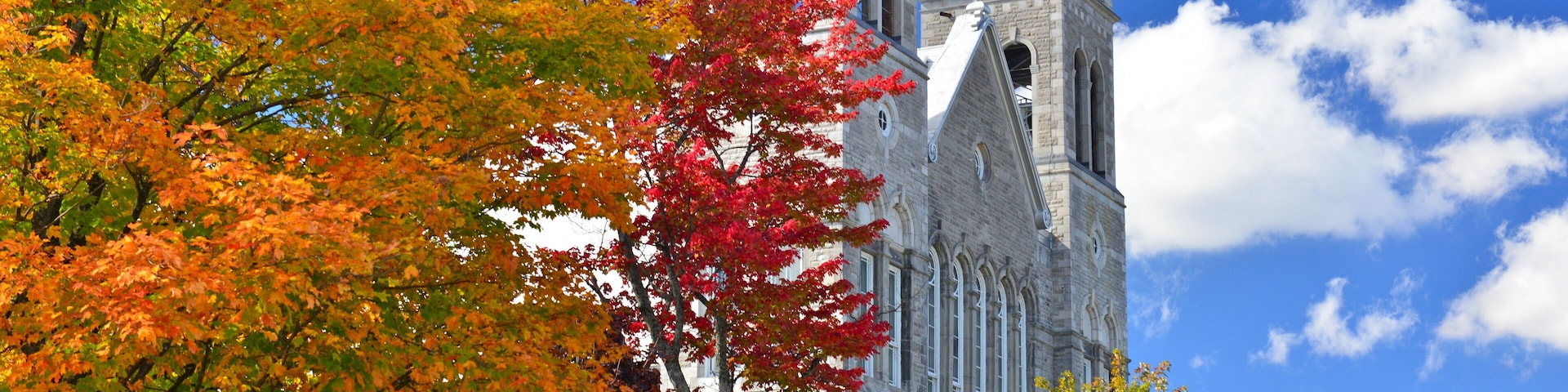Sainte-Agathe-des-Monts Church in the Fall, Quebec, Canada
