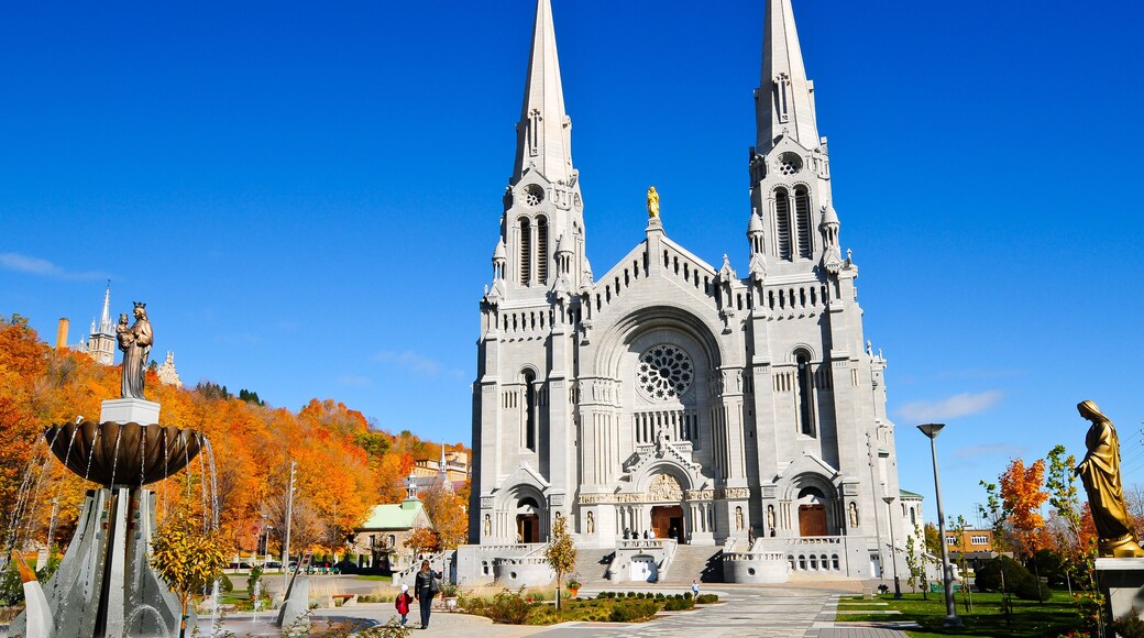 Beautiful autumn landscape of Saint Anne de Beaupre Basilica