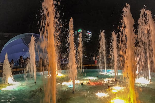 #Reflections of my trip to Jamaica. This water area is in Emancipation Park which is lit up in the evening hours. Nice area to walk around and relax on a warm day.