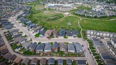 Hampton Village Neighborhood Aerial View in Saskatoon
