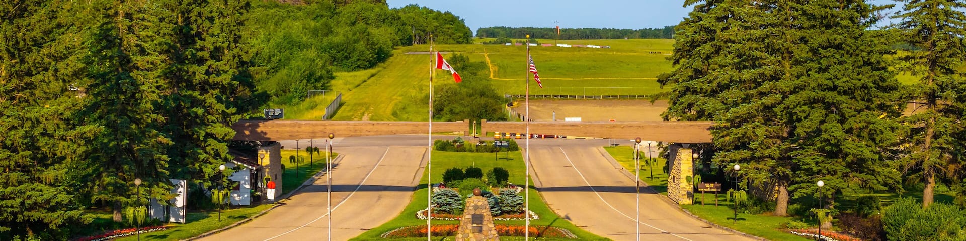 Aerial drone view of International Peace Garden