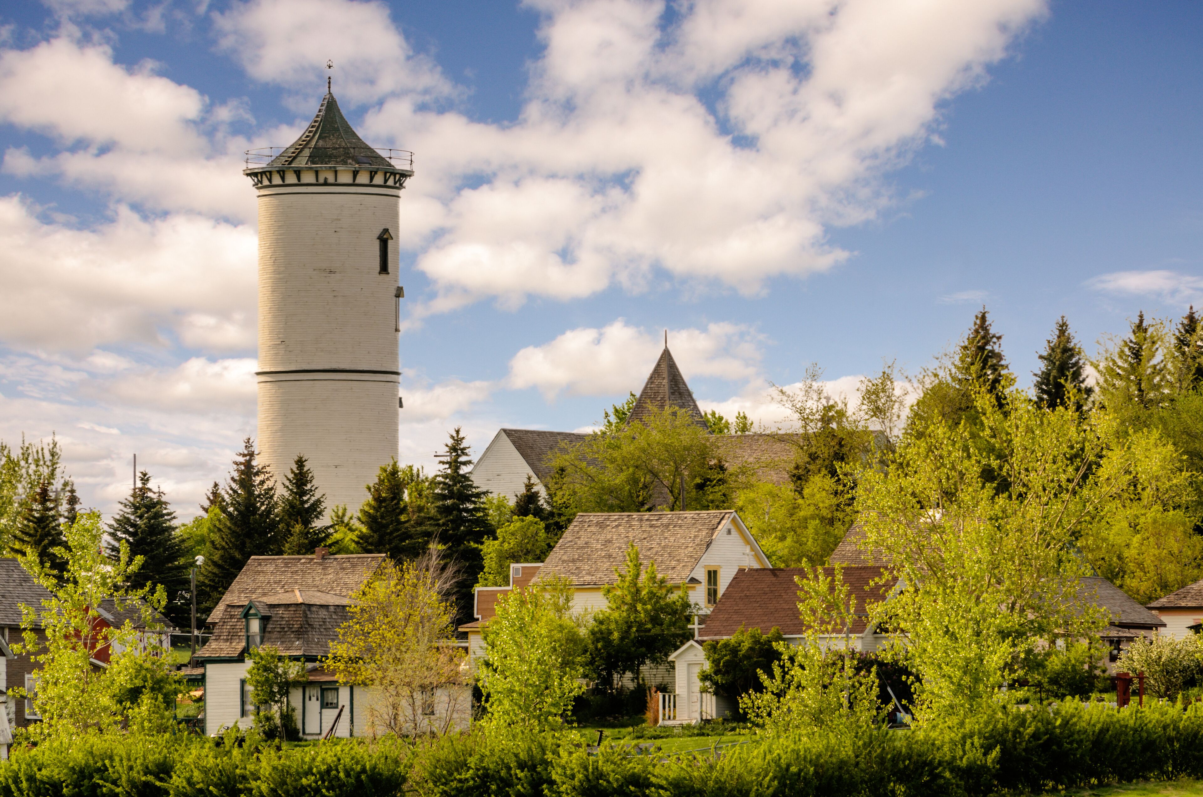 old town with a white tower