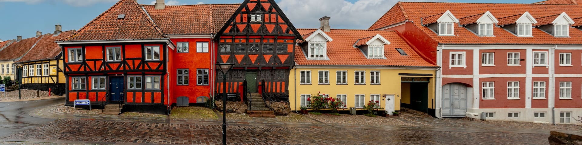 Old colorful town houses in Middelfart, Denmark
