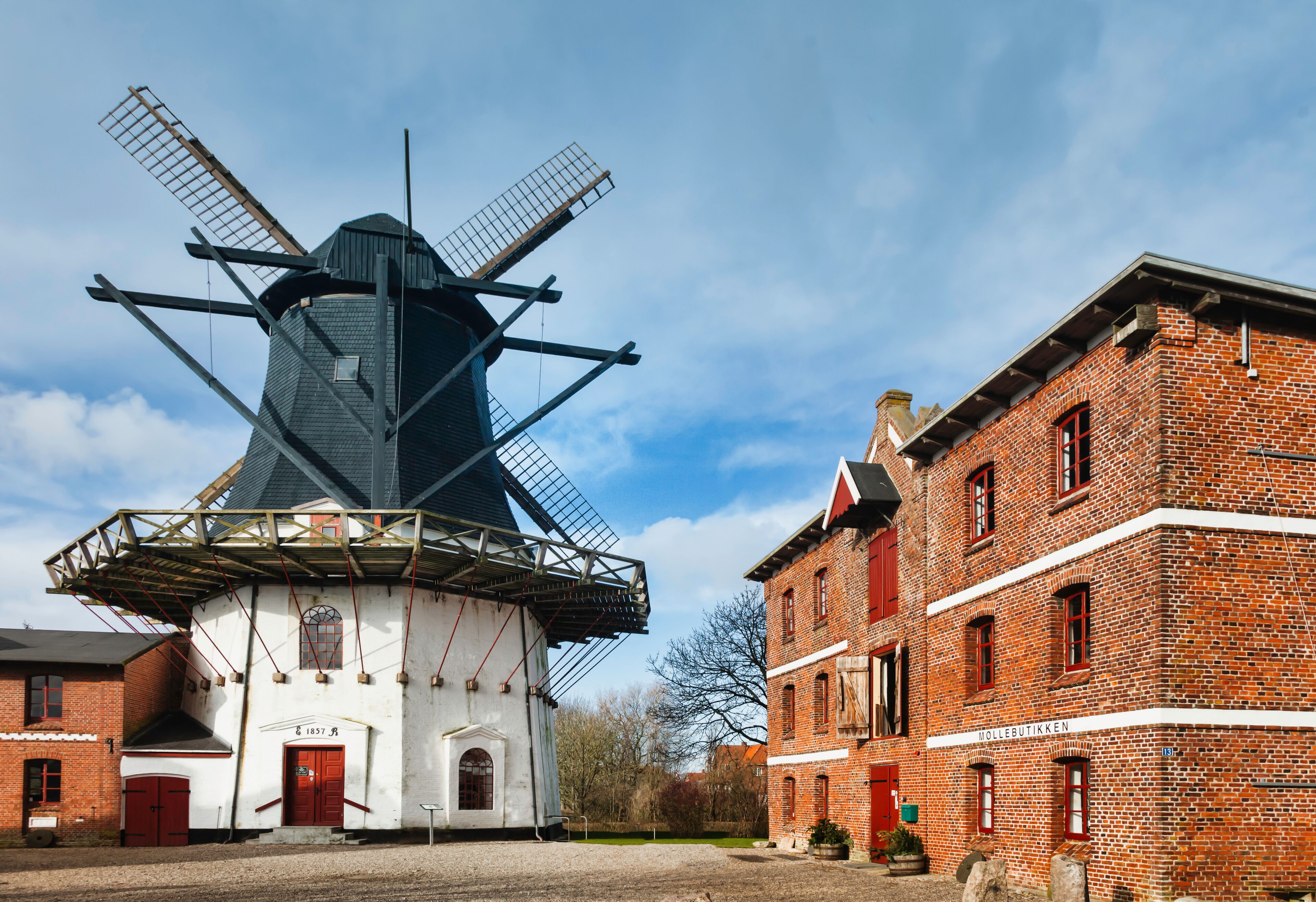 Old windmill in Hojer wadden sea in Denmark