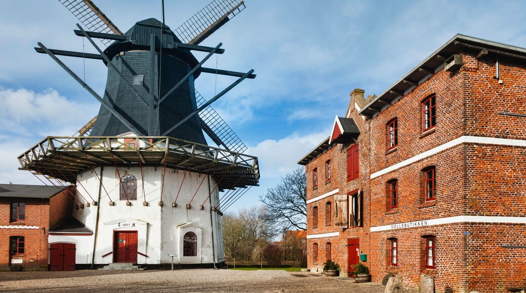 Old windmill in Hojer wadden sea in Denmark