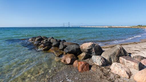 Great Belt Fixed Link, connecting Jutland with Funen, view from Korsør