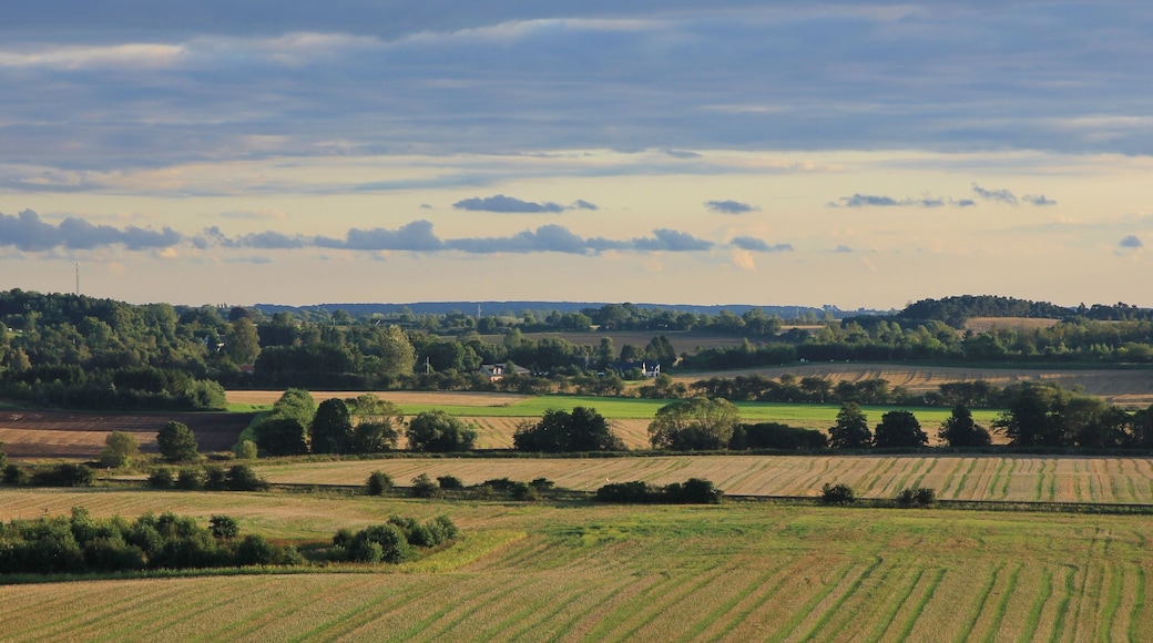 Rural landscape in Naestved, Denmark. View from Faarebakkerne.