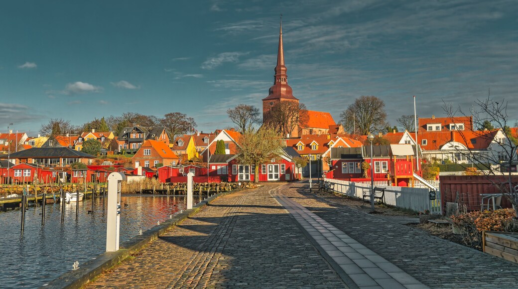 Nysted harbor marina on Lolland in rural Denmark