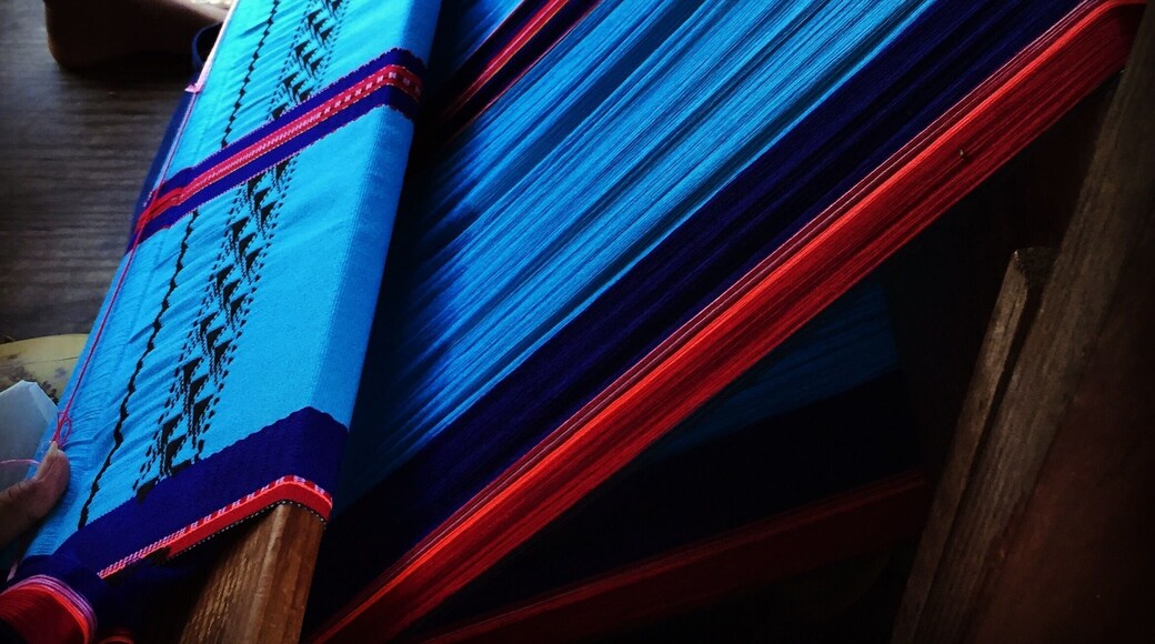A traditional Yapese lava-lava skirt hand woven on a loom. The skirts are made and worn predominantly by the outer island women. Originally the skirts were made from dyed hibiscus fiber, but today they are woven using brightly colored modern materials. #yap #culture