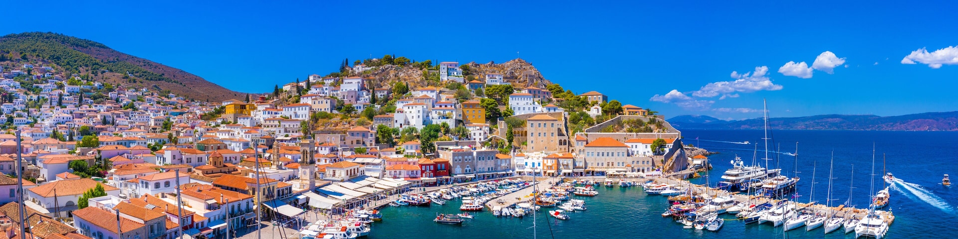 View of the amazing Hydra island, Greece.