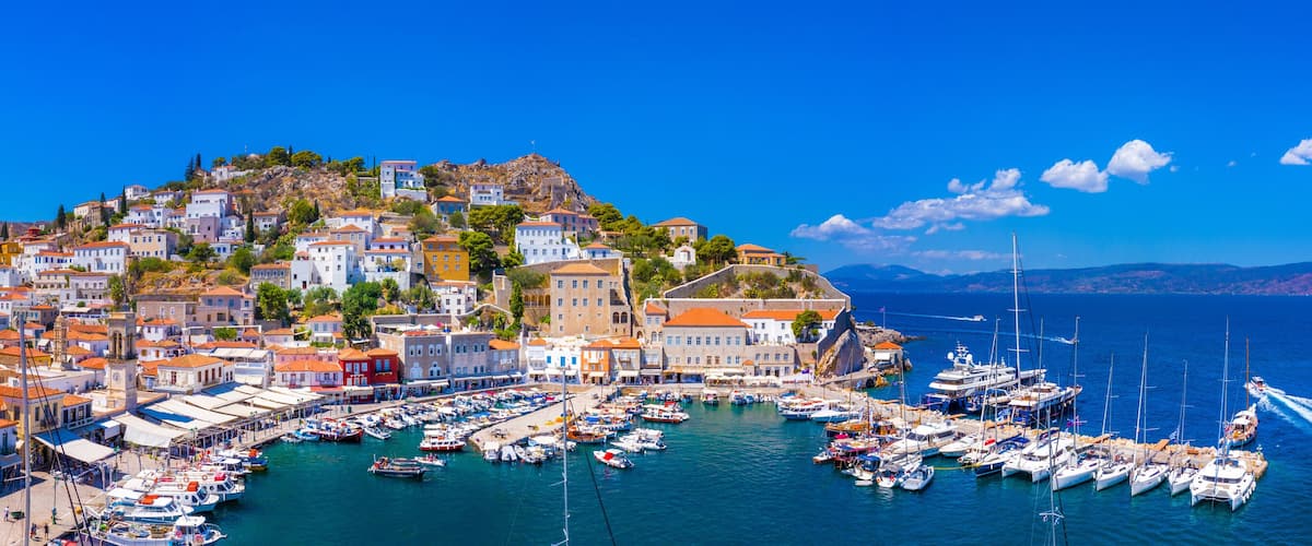 View of the amazing Hydra island, Greece.